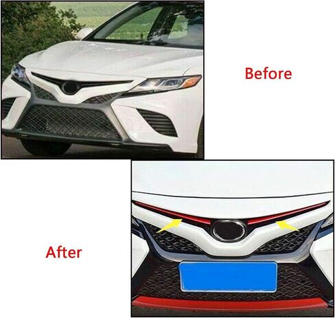 Xotic Tech Front Grille Insert Center Hood Stripe Cover Trim, Red Stainless Steel, Compatible with Camry SE XSE 2018-2024 in Saudi Arabia