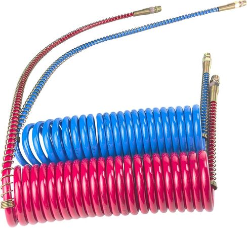 15Ft Coiled Air Brake Hoses Assembly with 40'' & 12'' Lead Red & Blue for Semi Truck Tractors Trailers in Saudi Arabia