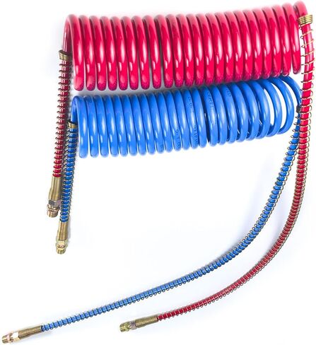 15Ft Coiled Air Brake Hoses Assembly with 40'' & 12'' Lead Red & Blue for Semi Truck Tractors Trailers in Saudi Arabia
