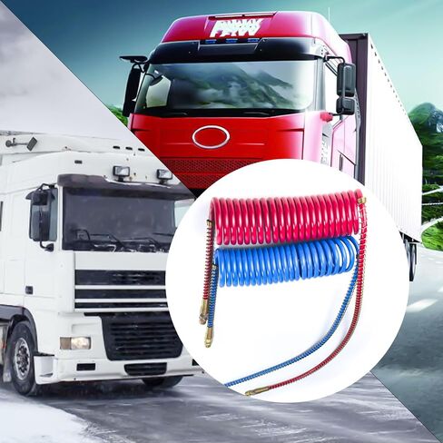 15Ft Coiled Air Brake Hoses Assembly with 40'' & 12'' Lead Red & Blue for Semi Truck Tractors Trailers in Saudi Arabia
