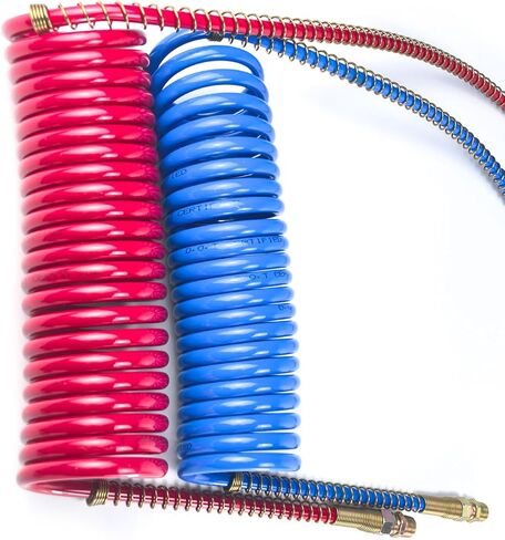 15Ft Coiled Air Brake Hoses Assembly with 40'' & 12'' Lead Red & Blue for Semi Truck Tractors Trailers in Saudi Arabia