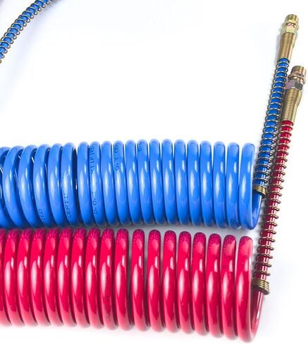 15Ft Coiled Air Brake Hoses Assembly with 40'' & 12'' Lead Red & Blue for Semi Truck Tractors Trailers in Saudi Arabia