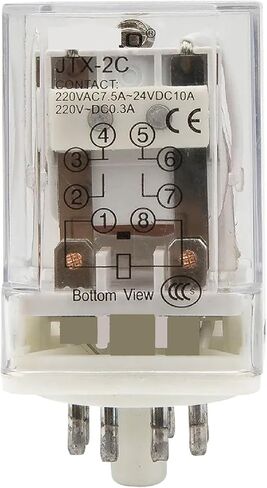 JTX-2C COLLUGAGNETIC RELAY ، 220VAC ، 8-PIN ، DPDT 10A تصنيف التلامس ، غطاء الغبار الواضح (6VDC) in Saudi Arabia