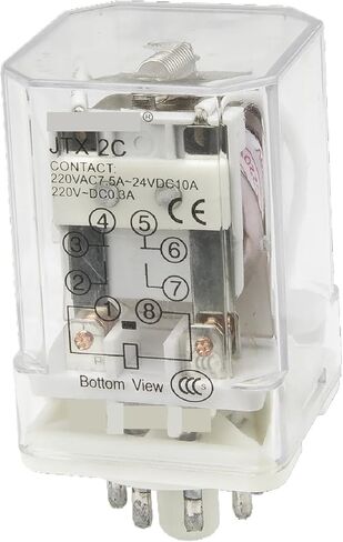 JTX-2C COLLUGAGNETIC RELAY ، 220VAC ، 8-PIN ، DPDT 10A تصنيف التلامس ، غطاء الغبار الواضح (6VDC) in Saudi Arabia