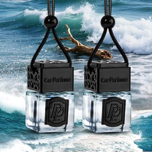 Luxury Perfume Scented Car Air Freshener for Summer - Hanging Essential Oil Diffuser with 90-Day Long-Lasting Fragrance, Non-Toxic & Eco, Premium Gift for Men/Women(Pure white linen Scent, 2 x 8ml) in Kuwait