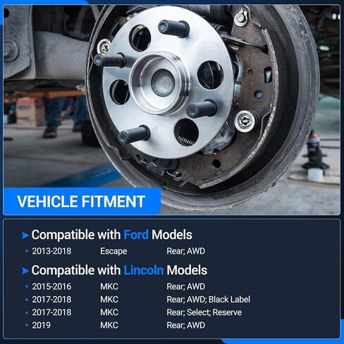 Autoround 512500 محمل العجلات الخلفية وتجميع المحور متوافق مع Ford Escape (AWD) 13-18 ، Lincoln MKC (AWD) 15-19 Select Reserve 17-18 ، 5 Lug W/ABS ، مجموعة من 2 in Kuwait