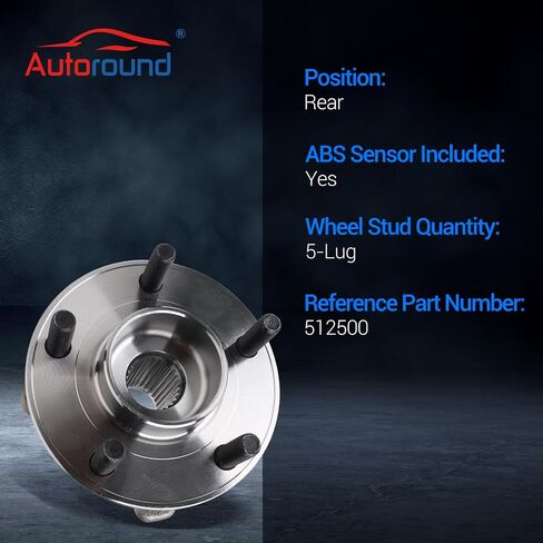 Autoround 512500 محمل العجلات الخلفية وتجميع المحور متوافق مع Ford Escape (AWD) 13-18 ، Lincoln MKC (AWD) 15-19 Select Reserve 17-18 ، 5 Lug W/ABS ، مجموعة من 2 in Kuwait