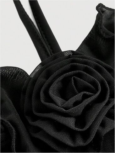 GORGLITTER Women's Flower Strapless Halter Bodycon Mini Dresses Elegant Classy Y2K Mesh Tassel Backless Summer Sundress in Saudi Arabia