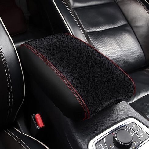 CAR CENTER CENTOLE CONSOLE REMS COVER لـ JEEP GRAND CHEROKEE 2011-2020 2021 ARM REST REST CONSOLE CONSOLE SAVER FOR GRAND CHEROKEE CONSOLE (Black Red Line) in Saudi Arabia