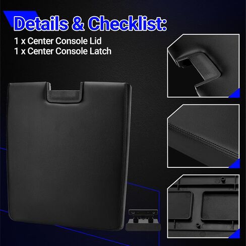 20864151 Center Console Lid Kit - غطاء وحدة التحكم المركزية مع قفل لعام 2007-2014 تشيفي سيلفرادو ، ضاحية ، تاهو ، Avalanche/GMC Yukon (XL)/Sierra 1500/2500/3500 استبدال# 20864154 20864153 (أسود) in Saudi Arabia