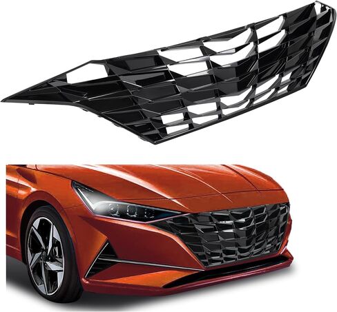 شبكة Hecasa الأمامية متوافقة مع 2021-2023 Hyundai Elantra بدون مكافحة التطواف التكيفية مشواة مطلية باللون الأسود in Saudi Arabia