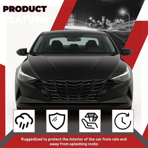 شبكة Hecasa الأمامية متوافقة مع 2021-2023 Hyundai Elantra بدون مكافحة التطواف التكيفية مشواة مطلية باللون الأسود in Saudi Arabia