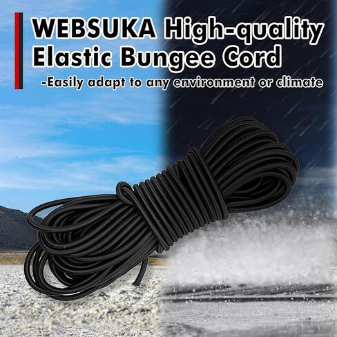 Elastic Bungee Cord, Heavy Duty Bungee Shock Cord, Elastic Polyester Cords for Camping, Tents, Cargo, Awning Kayak Stretch String Rope, Marine Grade, Hammock (5/32"×50ft) in Kuwait