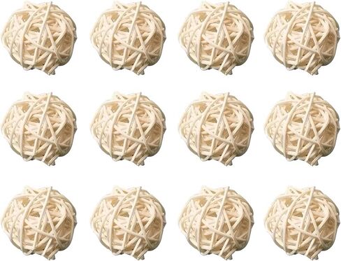 HANZE Bird Toy Parrot Chew Balls, Natural Rattan Balls for Bird Parrot Chewing and Mental Stimulation, Set of 30 in Saudi Arabia