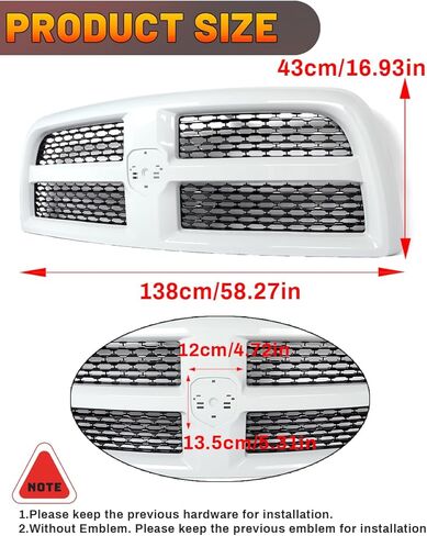 All Chrome Front Grille Assembly for 2013-2018 RAM 2500 3500 HD Laramie Style Pickup Upper Bumper Grill in Kuwait