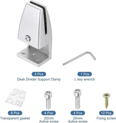 Patikil 1.7x1.3x3.6 "مقسم مكتب الدعم المشبك ، 4 PCS الألومنيوم Desk Shield Clamp Distioud Distition Clamp Clamp Clamp Clamp Bracket for Office Home Desk Panel ، White in Saudi Arabia