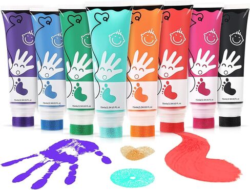 Washable Finger Paint for Toddler, 8 Colors Large Capacity (2.54fl oz) with Sponge Attachment, Safe Non-Toxic Toddler Art Painting Supplies, Kids Hand Painting DIY Crafts Preschool Gifts in Saudi Arabia