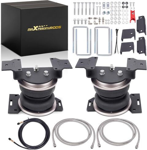 MaxPeedingRods 5000 رطل أكياس التعليق الهوائي لشيفروليه سيلفرادو 1500 غير المترايل GMC Sierra 1500 Non At4 2019-2024 Air Helper Spring Kit مع ألواح لفة الهواء المضفر من الفولاذ المقاوم للصدأ in Saudi Arabia