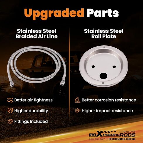 MaxPeedingRods 5000 رطل أكياس التعليق الهوائي لشيفروليه سيلفرادو 1500 غير المترايل GMC Sierra 1500 Non At4 2019-2024 Air Helper Spring Kit مع ألواح لفة الهواء المضفر من الفولاذ المقاوم للصدأ in Saudi Arabia
