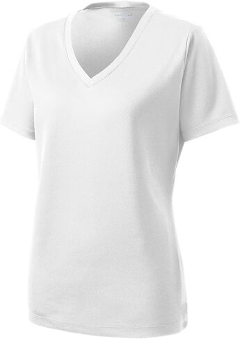 SPORT-TEK Women's PosiCharge RacerMesh V-Neck Tee | Athletic Fit T-Shirt, Workout Clothing for Gym, Spring & Summer Fashion in Saudi Arabia