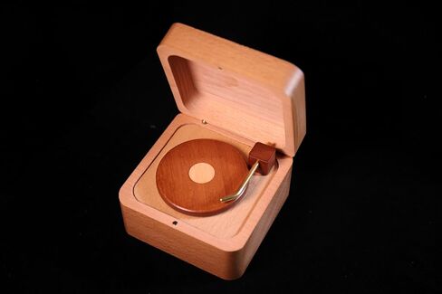 MISS LI GARDEN Vintage Style Wooden Music Box Legend of Zelda Song of Storms Rotatable Vinyl Record Player Gift for Son Daughter Anniversary Birthday Christmas in Saudi Arabia
