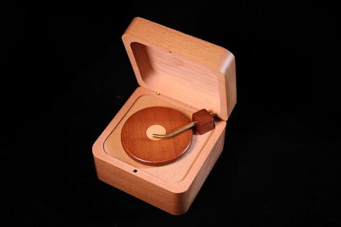 MISS LI GARDEN Vintage Style Wooden Music Box Legend of Zelda Song of Storms Rotatable Vinyl Record Player Gift for Son Daughter Anniversary Birthday Christmas in Saudi Arabia