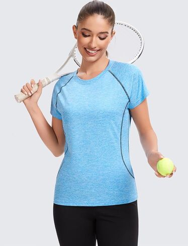 Star Vibe 4 Pack Women's Compression Shirt Short Sleeve Workout Tops Dry Fit Athletic Baselayer Gym Yoga Running T-Shirt in Kuwait