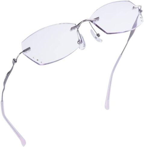 LifeArt Blue Light Blocking Glasses, Computer Reading Glasses, Anti Blue Rays, Reduce Eyestrain, Rimless Frame Tinted Lens with Diamond, Stylish for Women (+2.50 Magnification) in Saudi Arabia