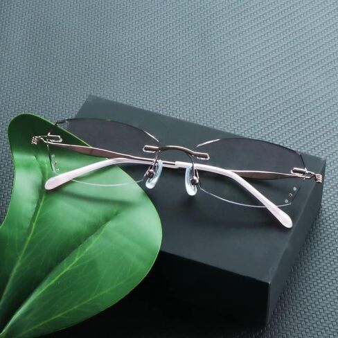 LifeArt Blue Light Blocking Glasses, Computer Reading Glasses, Anti Blue Rays, Reduce Eyestrain, Rimless Frame Tinted Lens with Diamond, Stylish for Women (+2.50 Magnification) in Saudi Arabia