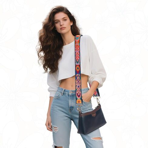 محفظة أحزمة استبدال Crossbody للنساء - محفظة مطرزة على حقائب اليد - 2 بوصة حزام الغيتار للمحفظة in Kuwait