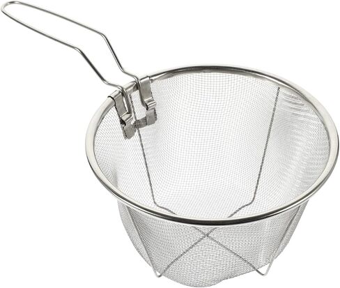 Tofficu 1pc Stainless Steel Frying Basket Fry Strainer Basket Stainless Steel Fine Mesh Strainers Deep Fryer Baskets French Fries Holder Fry Chips Basket Airfrywr Potato Chips Dad Foldable in Saudi Arabia