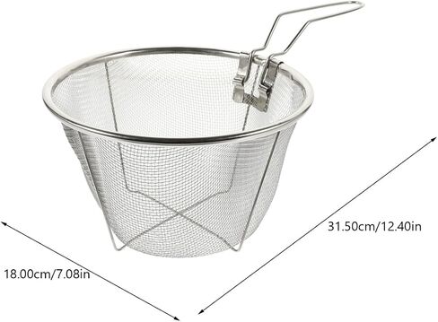 Tofficu 1pc Stainless Steel Frying Basket Fry Strainer Basket Stainless Steel Fine Mesh Strainers Deep Fryer Baskets French Fries Holder Fry Chips Basket Airfrywr Potato Chips Dad Foldable in Saudi Arabia