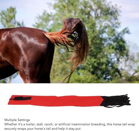 HERCHR Horse Tail Bag, Horsetail Protector Horsetail Guard Equine Tail Wrap Tail Protector Horse Tail Bag with Fringe(Black) in Kuwait