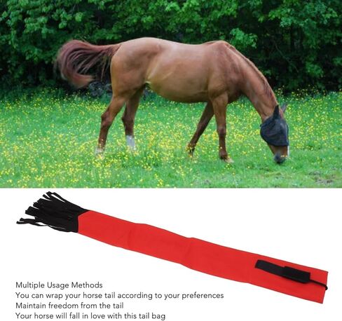 HERCHR Horse Tail Bag, Horsetail Protector Horsetail Guard Equine Tail Wrap Tail Protector Horse Tail Bag with Fringe(Black) in Kuwait