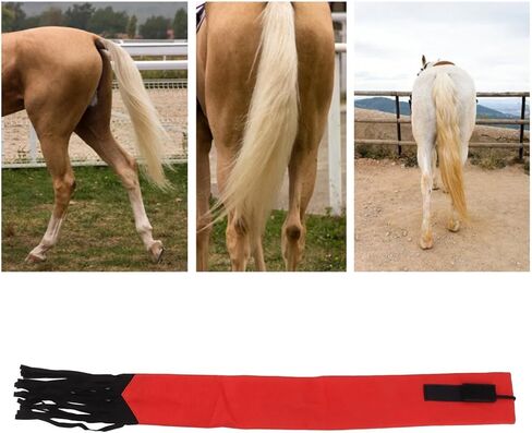 HERCHR Horse Tail Bag, Horsetail Protector Horsetail Guard Equine Tail Wrap Tail Protector Horse Tail Bag with Fringe(Black) in Kuwait