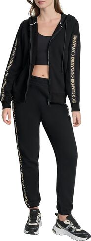 DKNY Women's Sleeve Logo Tape Full Zip Hoodie Sweatshirt in Saudi Arabia