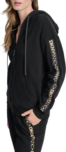 DKNY Women's Sleeve Logo Tape Full Zip Hoodie Sweatshirt in Saudi Arabia