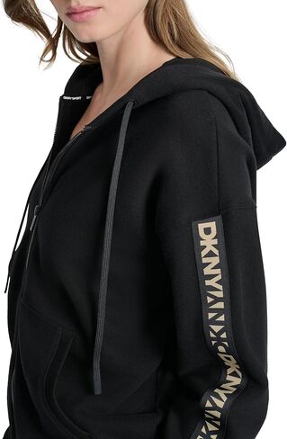 DKNY Women's Sleeve Logo Tape Full Zip Hoodie Sweatshirt in Saudi Arabia