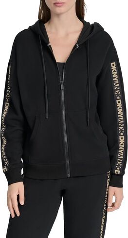 DKNY Women's Sleeve Logo Tape Full Zip Hoodie Sweatshirt in Saudi Arabia