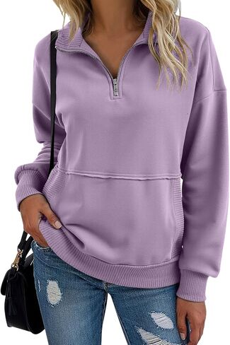 SHEWIN Womens Sweatshirt Casual Long Sleeve Half Zip Pullover Lightweight Sweatshirts Tops Fall Fashion Outfits 2025 in Saudi Arabia