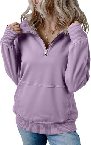 SHEWIN Womens Sweatshirt Casual Long Sleeve Half Zip Pullover Lightweight Sweatshirts Tops Fall Fashion Outfits 2025 in Saudi Arabia