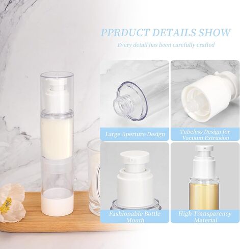 30Pcs 1 oz 30ml Airless Pump Bottle Empty Clear Airless Cosmetic Cream Pump Bottle, Vacuum Plastic Refillable Travel Size Dispenser Bottle for Lotion Essential Oil Foundation Liquid in Saudi Arabia