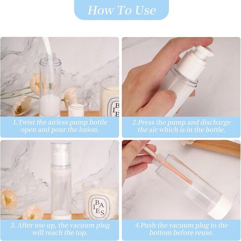30Pcs 1 oz 30ml Airless Pump Bottle Empty Clear Airless Cosmetic Cream Pump Bottle, Vacuum Plastic Refillable Travel Size Dispenser Bottle for Lotion Essential Oil Foundation Liquid in Saudi Arabia