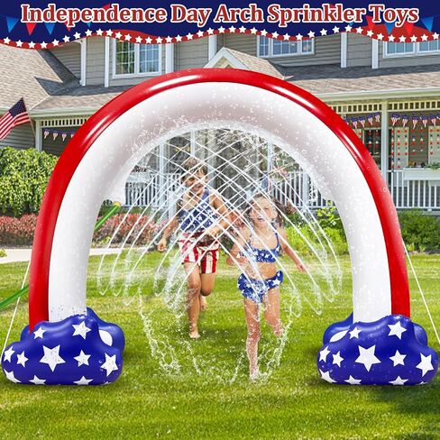 الرابع من شهر يوليو ، رشاشات قابلة للنفخ للأطفال ، 8f * 5.5f Flag Flag American Sprinkler Outdoor Water Toys للأطفال البالغين في الرابع من يوليو يوم الاستقلال في الفناء الخلفي للحفلات الخارجية الخارجية للألعاب in Kuwait