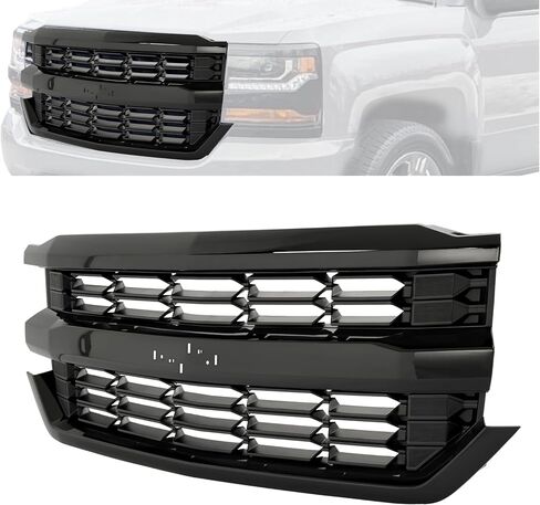مجموعة Hecasa Front Pumper Grille Assembly متوافقة مع 2016-2019 Chevy Chevrolet Silverado 1500 استبدال الشواء العلوي الأسود لـ 84134049 in Saudi Arabia