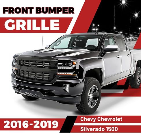 مجموعة Hecasa Front Pumper Grille Assembly متوافقة مع 2016-2019 Chevy Chevrolet Silverado 1500 استبدال الشواء العلوي الأسود لـ 84134049 in Saudi Arabia