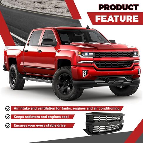 مجموعة Hecasa Front Pumper Grille Assembly متوافقة مع 2016-2019 Chevy Chevrolet Silverado 1500 استبدال الشواء العلوي الأسود لـ 84134049 in Saudi Arabia