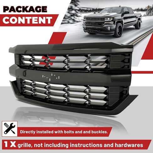 مجموعة Hecasa Front Pumper Grille Assembly متوافقة مع 2016-2019 Chevy Chevrolet Silverado 1500 استبدال الشواء العلوي الأسود لـ 84134049 in Saudi Arabia