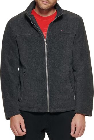 Tommy Hilfiger Men's Tall Size Classic Zip Front Fleece Jacket, Black, XL LONG TA in Saudi Arabia