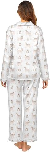 vvfelixl Women Pajama Sets Golden Retriever Dogs Satin Pajama Set for Women Long Sleeve 2 Piece Pj Sets for Women S in Saudi Arabia